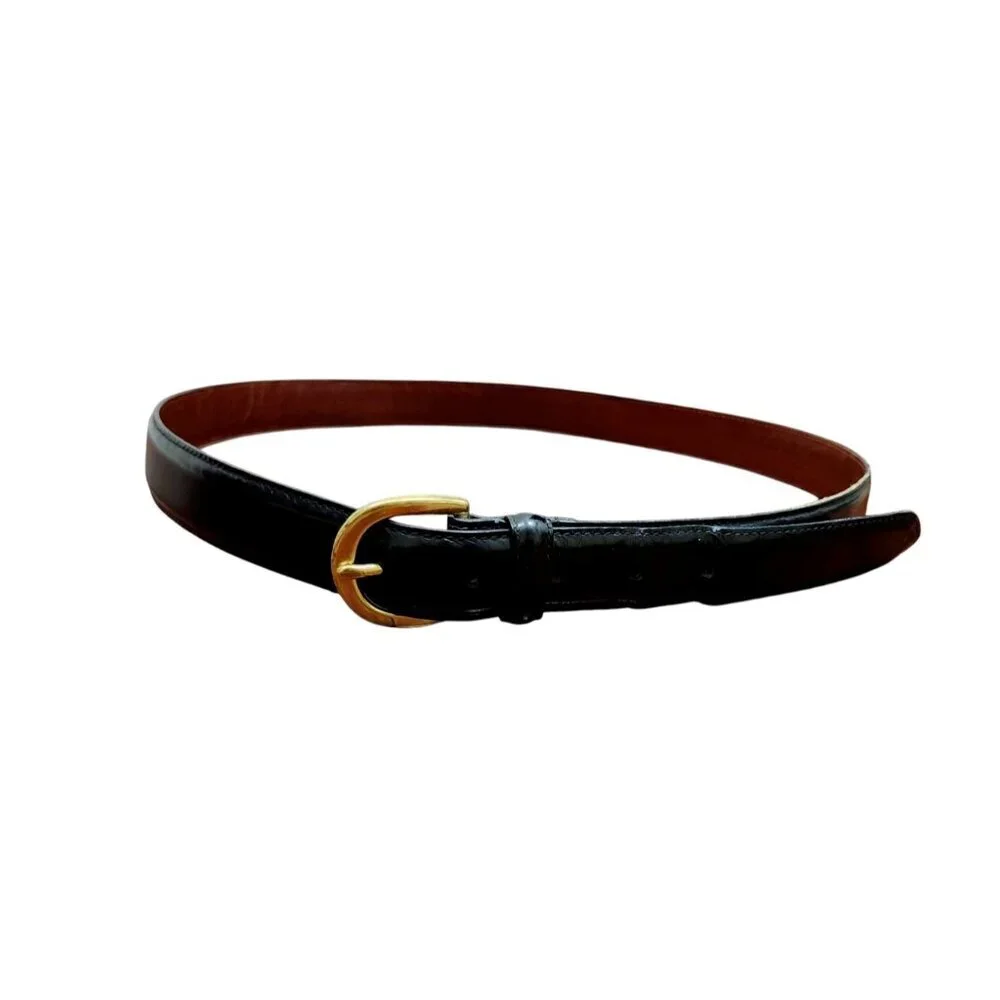 Coach Style # 3921 Shiny Black Leather Belt, Size 38''/ 95 cm